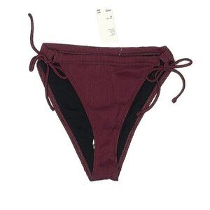 Out From Under Bikini Bottom Womens Medium Burgundy New Ribbed Summer